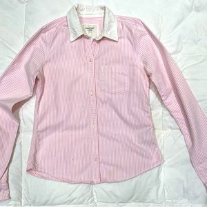 Abercrombie Fitch pink and white shirt, small size, gently used.
